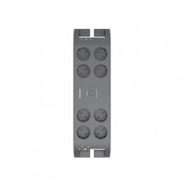 Elosztósor, 8 csatlakozóaljzat, túlfeszültség-védelemmel, 2 m kábel, PHILIPS, sötétszürke